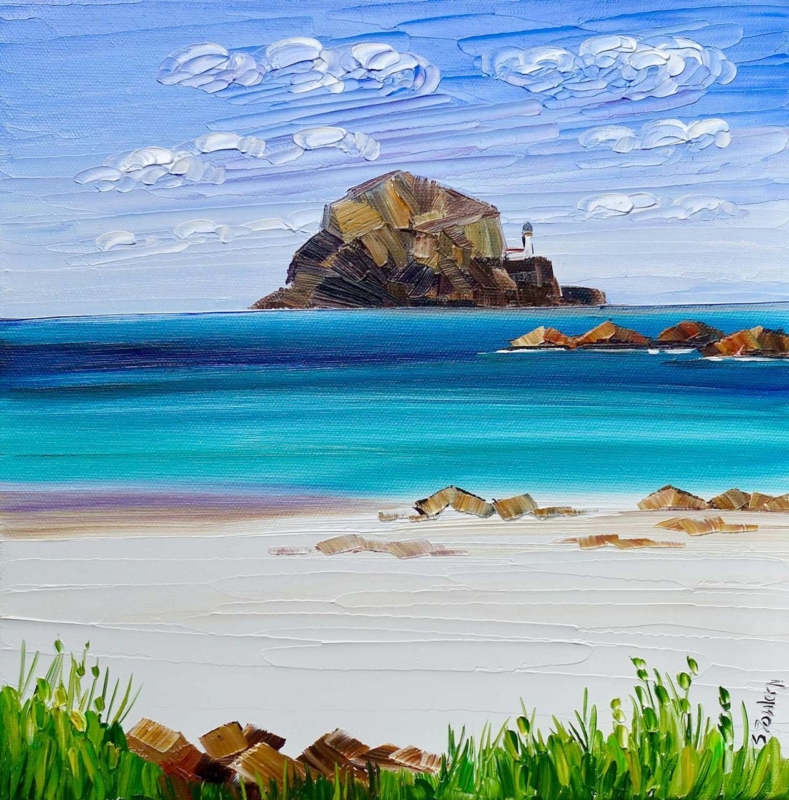 Image of Bass Rock and Beach Grasses by Sheila Fowler